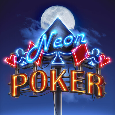 Thomas van der heiden neon poker logo mockup