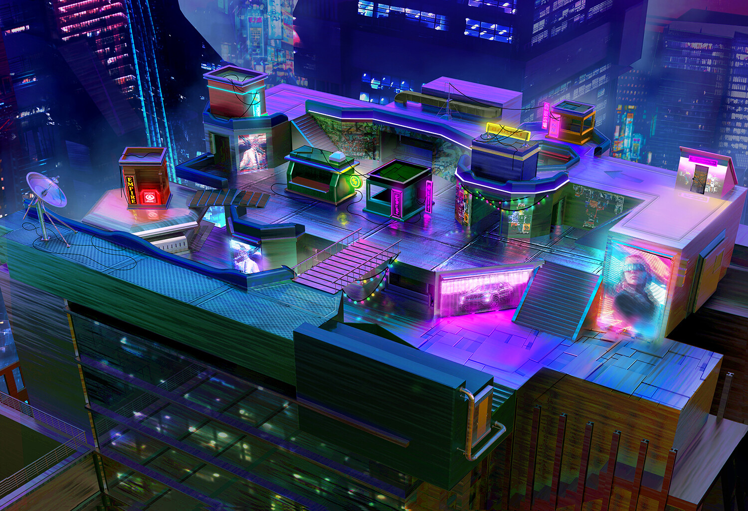 ArtStation Cyberpunk Rooftop