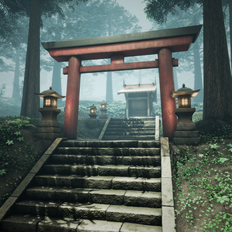 Japanese Shrine in the Mist