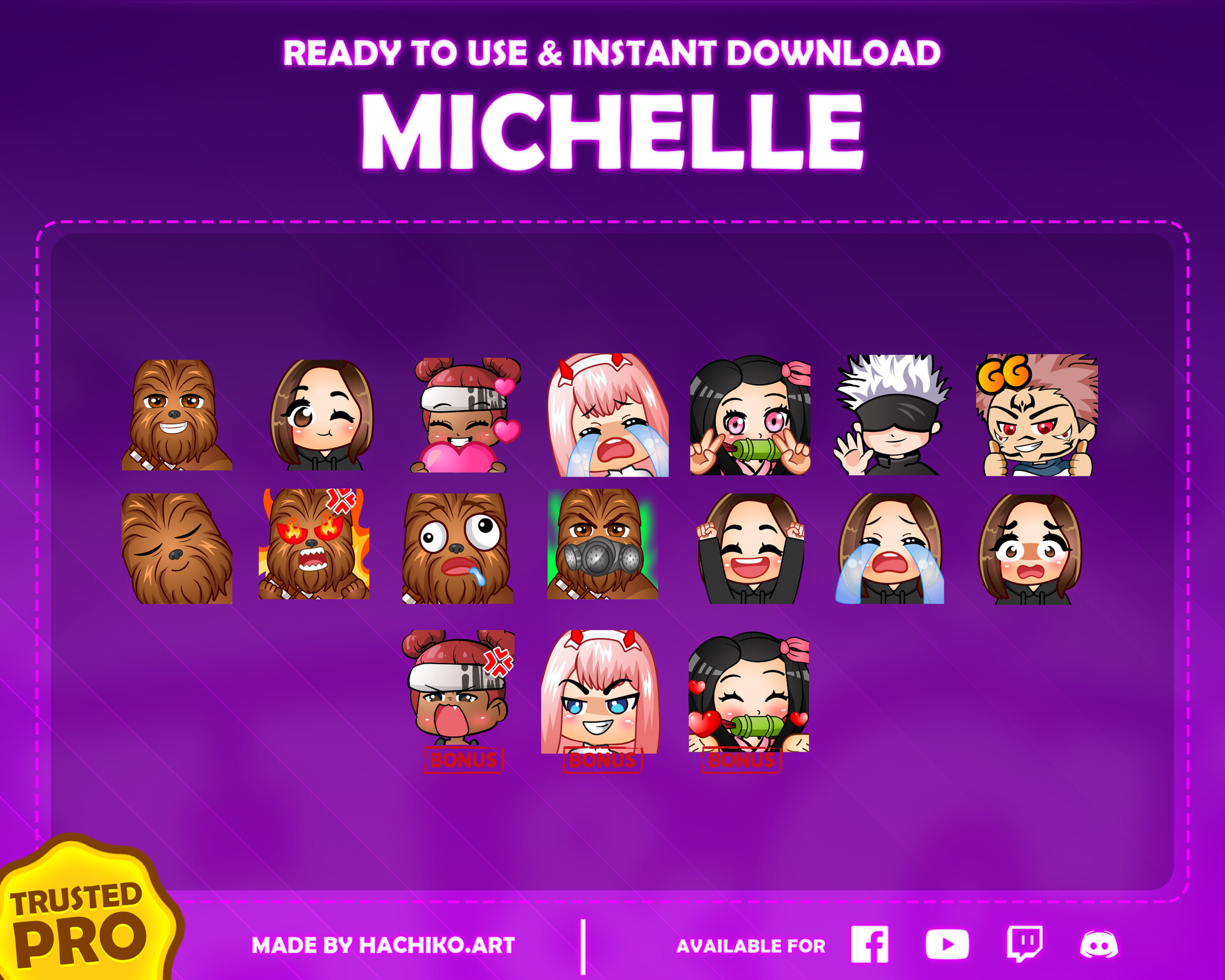 Artstation Custom Emotes For Twitch Youtube Discord And Facebook Hachi Chiko