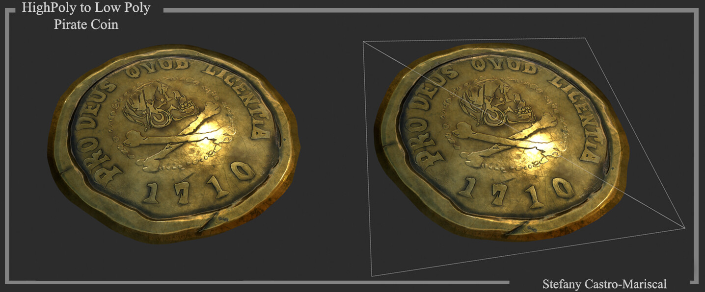 Pirate Coin High to Low Poly