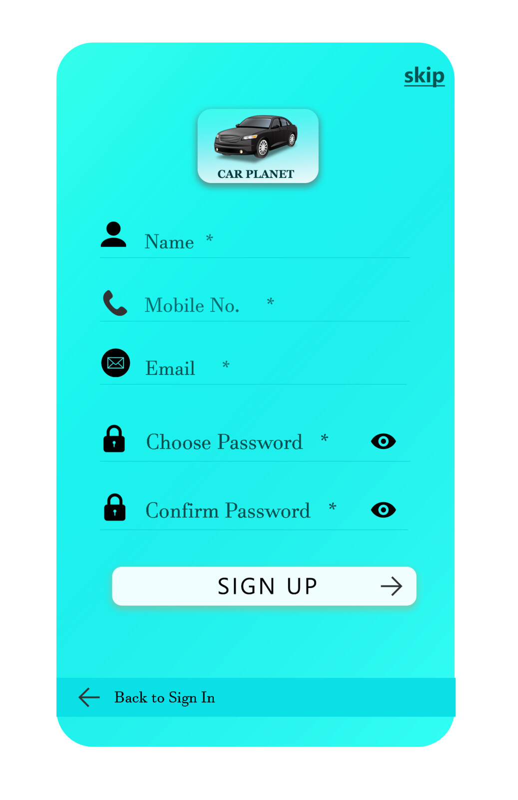 Jagan Y Car Preowned car's Buying and selling mobile app deisgn