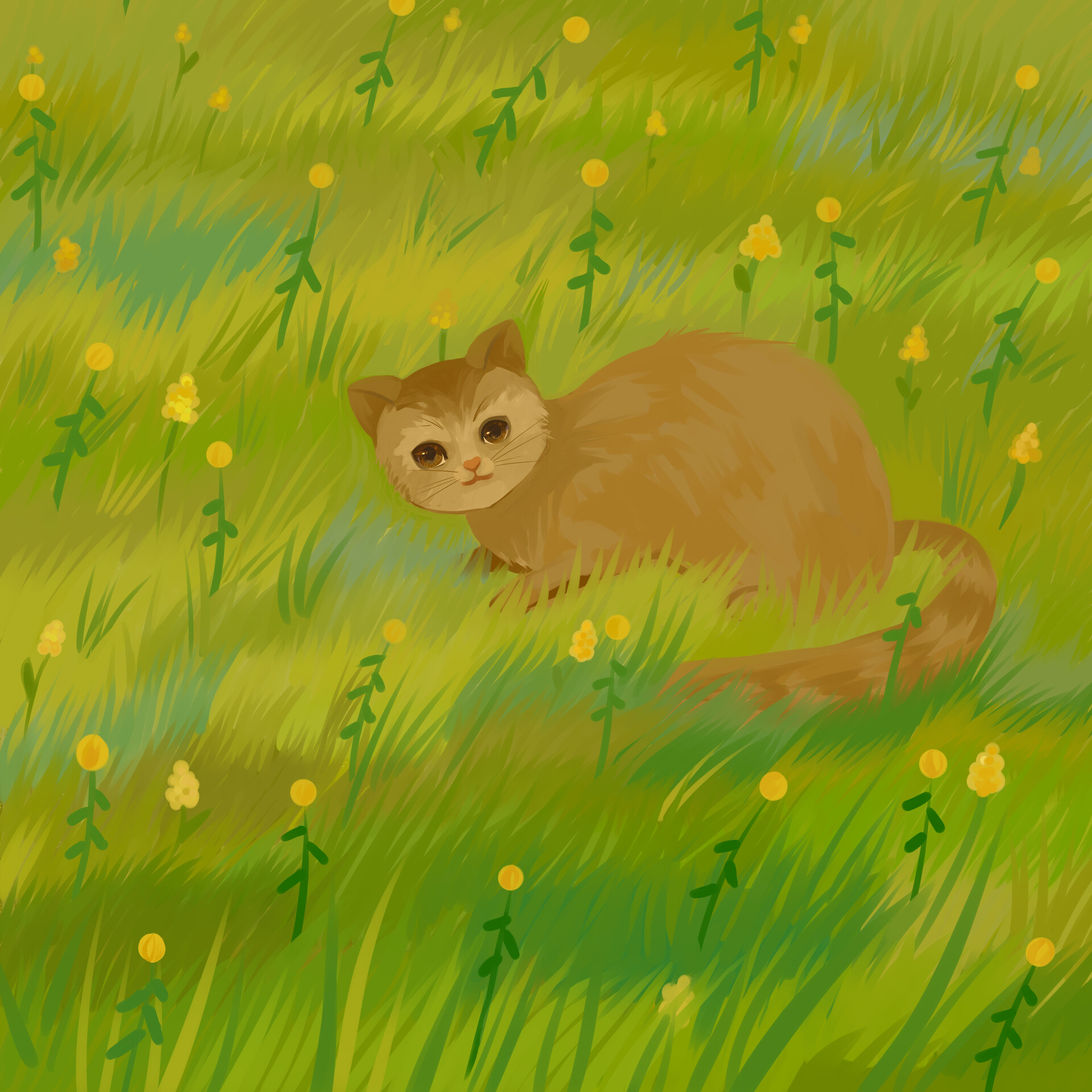 Artstation Cat In The Grass