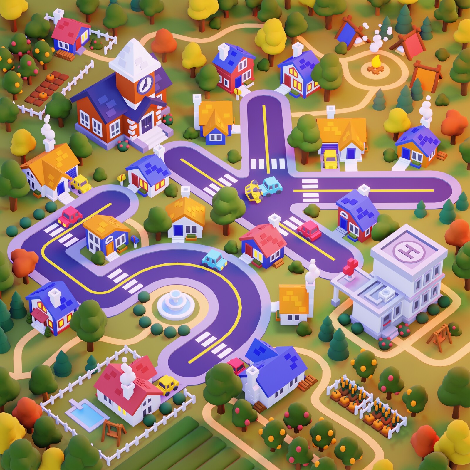 5K Isometric Town