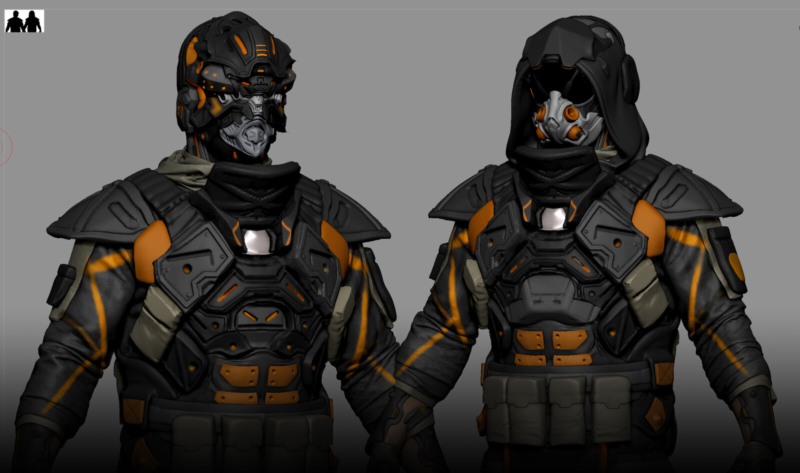 I was responsible for designing this character. These are two of the helmet designs I presented my client.