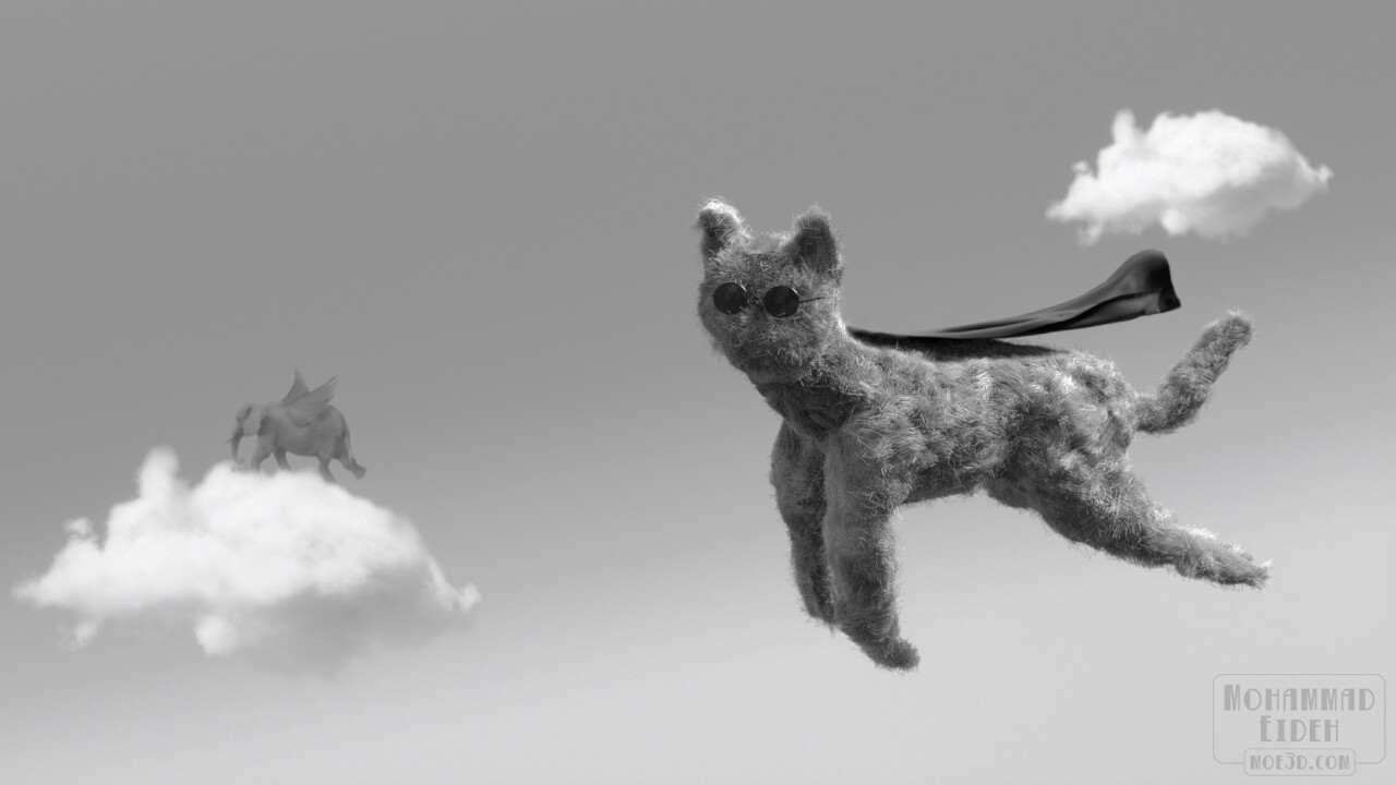 Flying Fluff. A very random flying superhero cat.