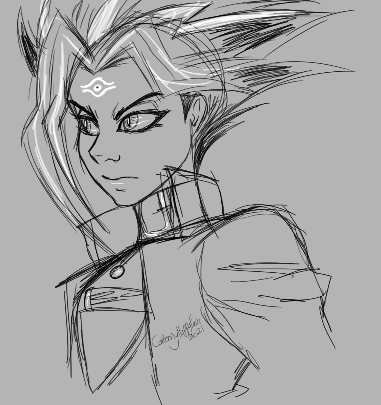 Cartoony Happy Face - Yami Yugi Yu-Gi-Oh!