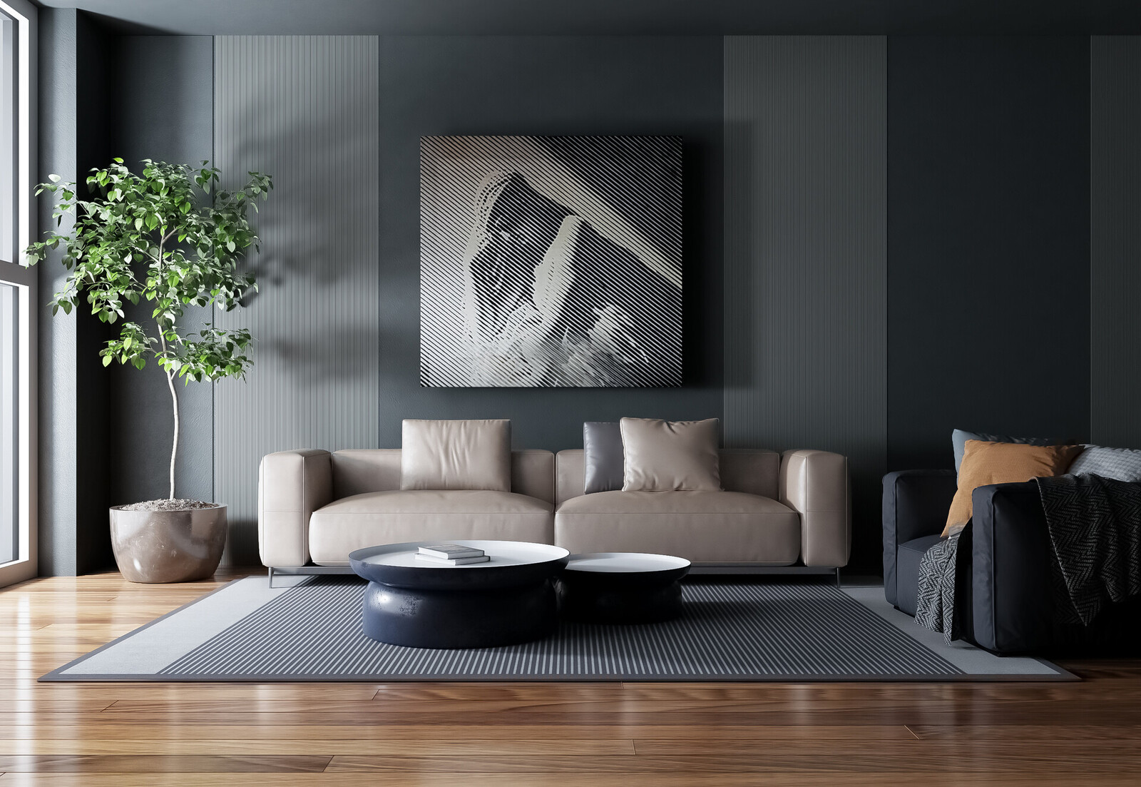 Modern Living Room 
3ds Max
V-Ray
Photoshop
Free Asset: 3D Zip
The scene provided by 3d Zip. All textures and materials and Lighting Rendering Paul Orlando
The scene used in conjunction to practice advance lighting techniques