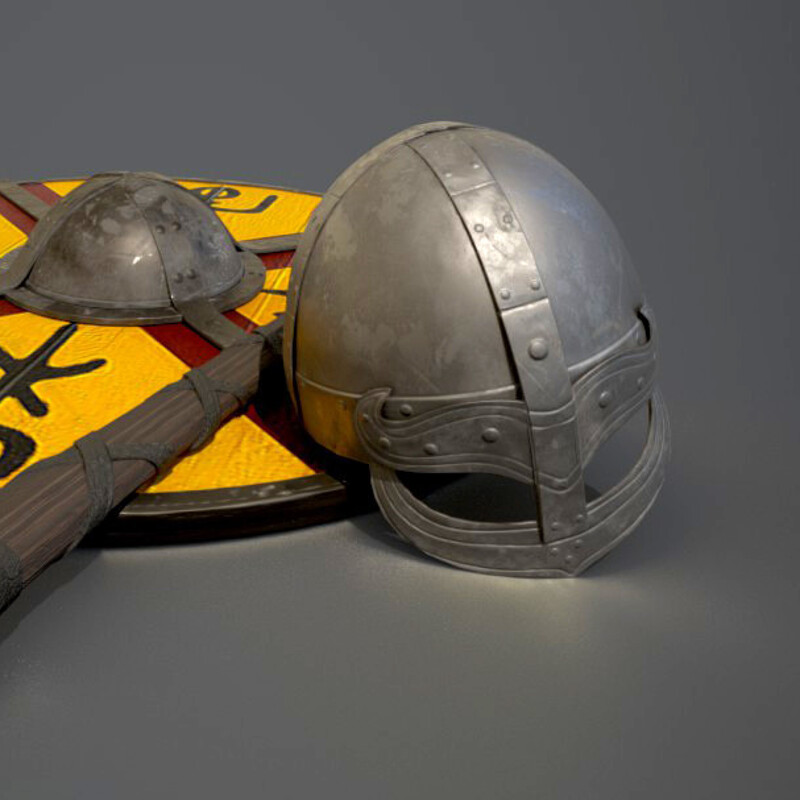 Viking Axe, Helmet, and Shield