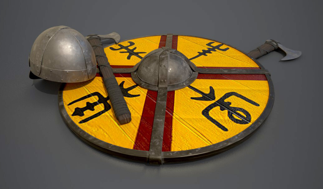 Viking Axe, Helmet, and Shield
Maya
Zbrush
Knald
Substance Painter
Photoshop
Marmoset Toolbag