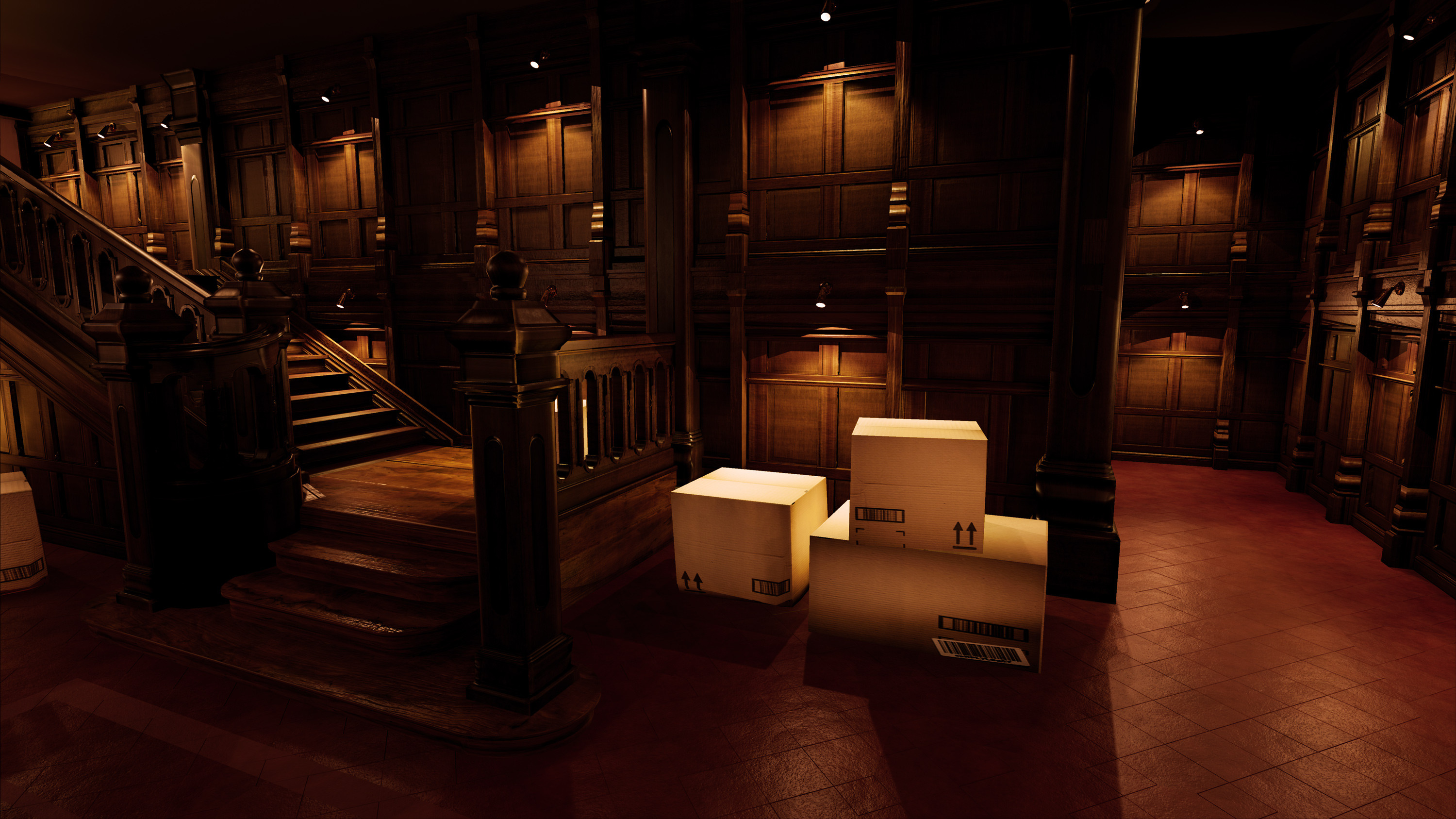2nd lighting attempt in empty scene with personal 3D boxes