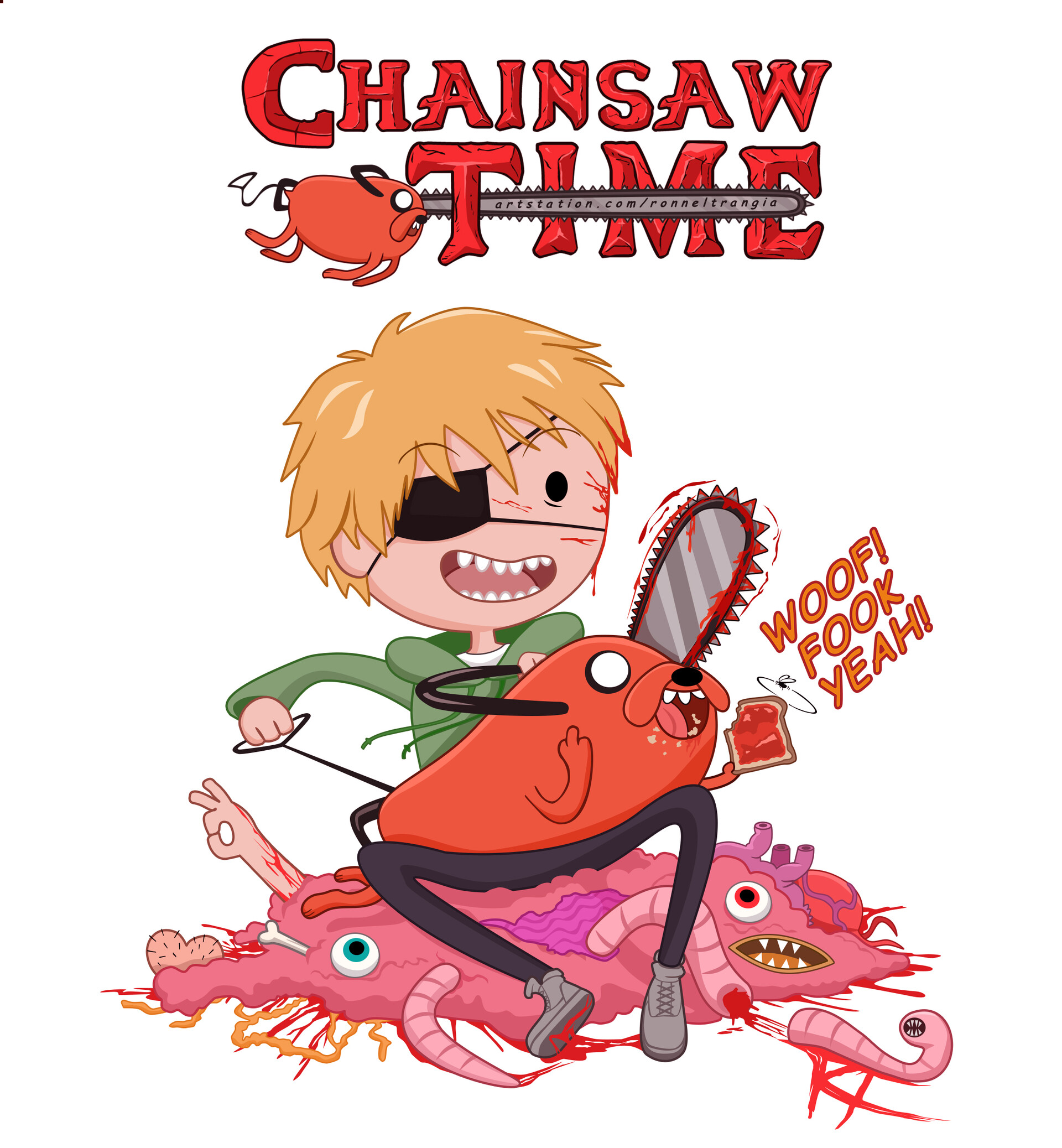 Adventure Time Crossover Illustration Pays Homage to Chainsaw Man