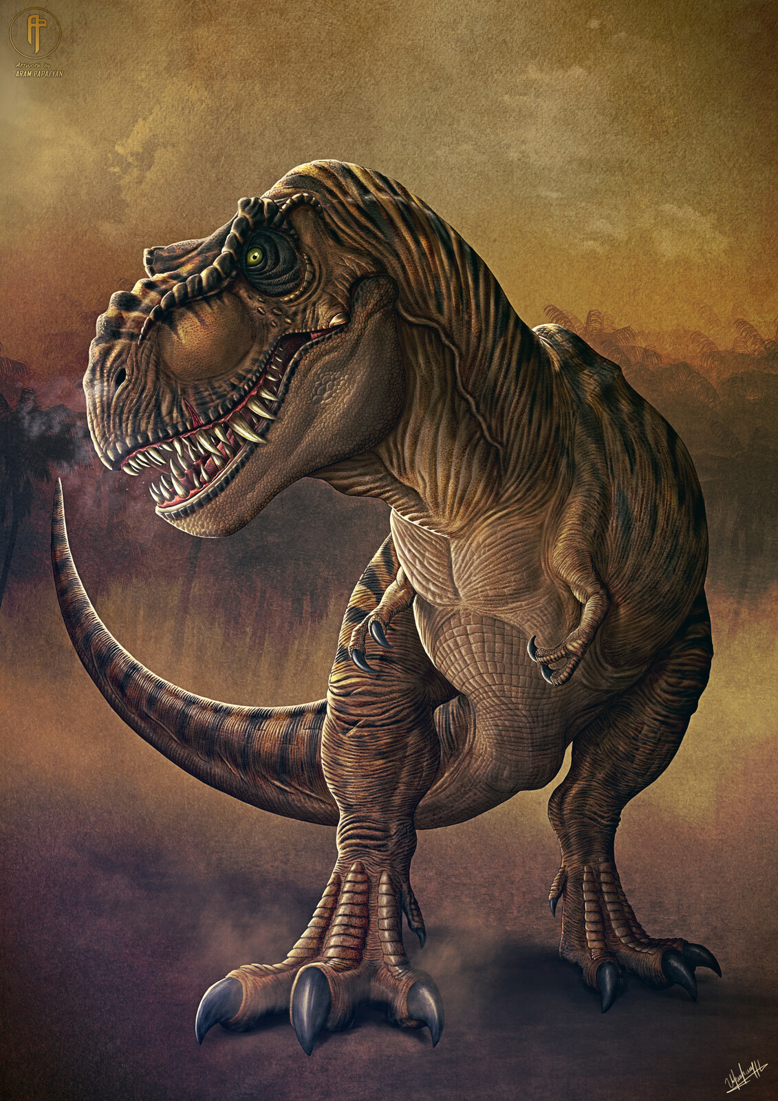 An alternate male Jurassic Park style Tyrannosaurus Rex design.