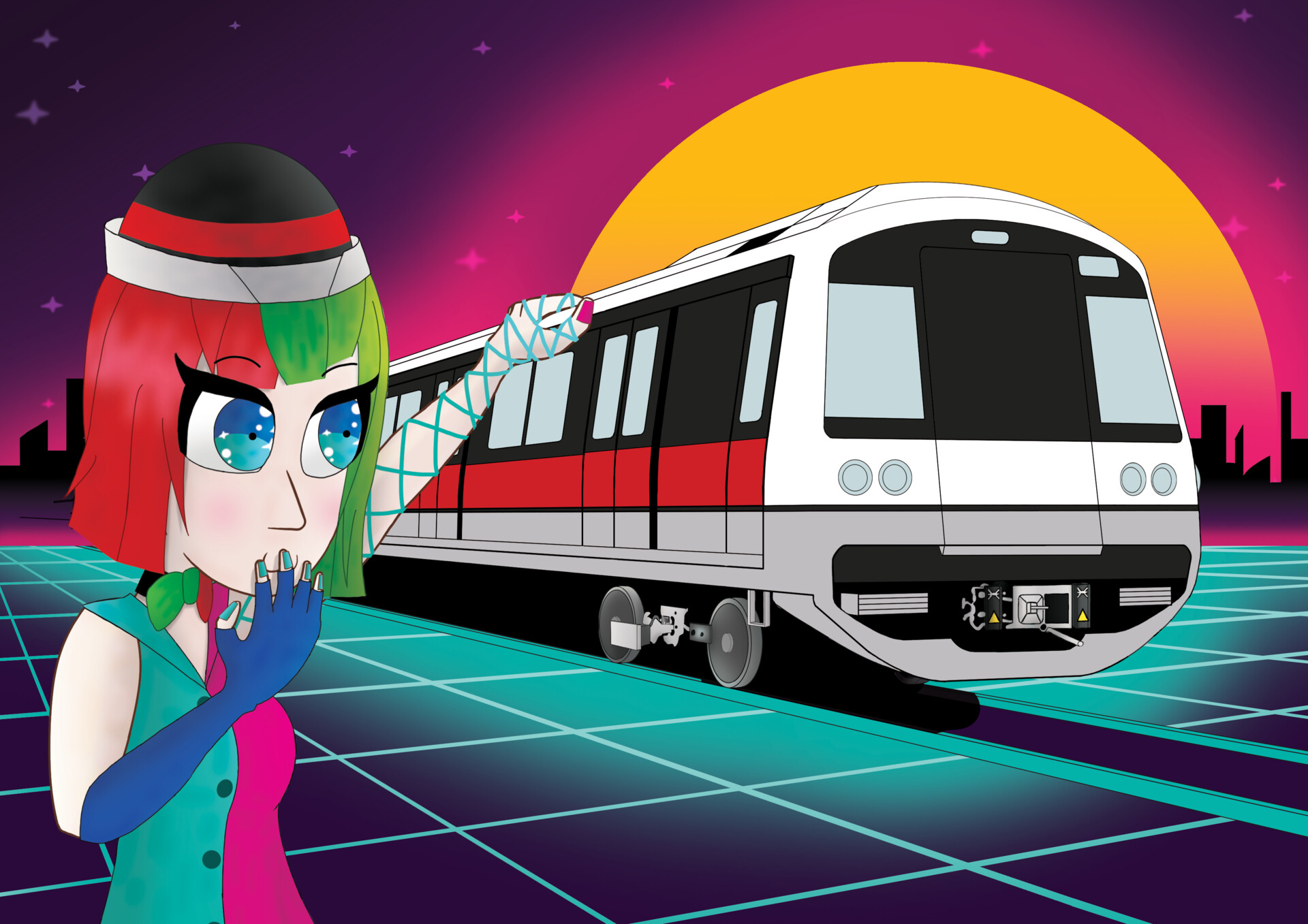 イラスト MRT 4 Train r142 NYC MTA Subway Vector Art