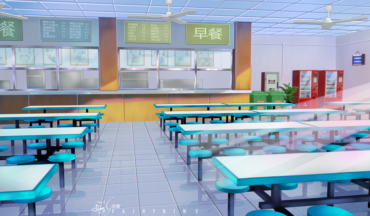Anime Cafeteria  Canteen Prop Pack 3d model