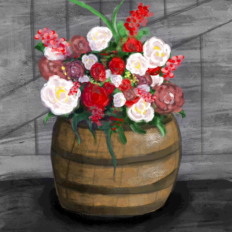 Country Flowers Barrel