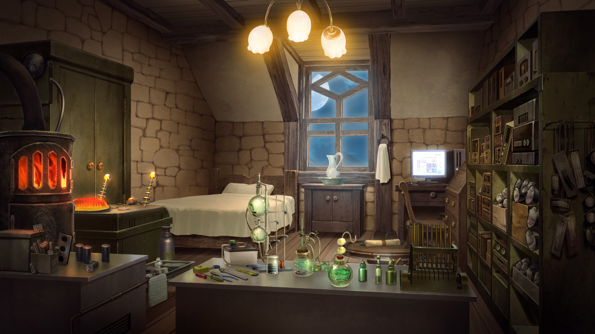 Alchemy Science Labs Library Steampunk Doctor Anime HD wallpaper | Pxfuel