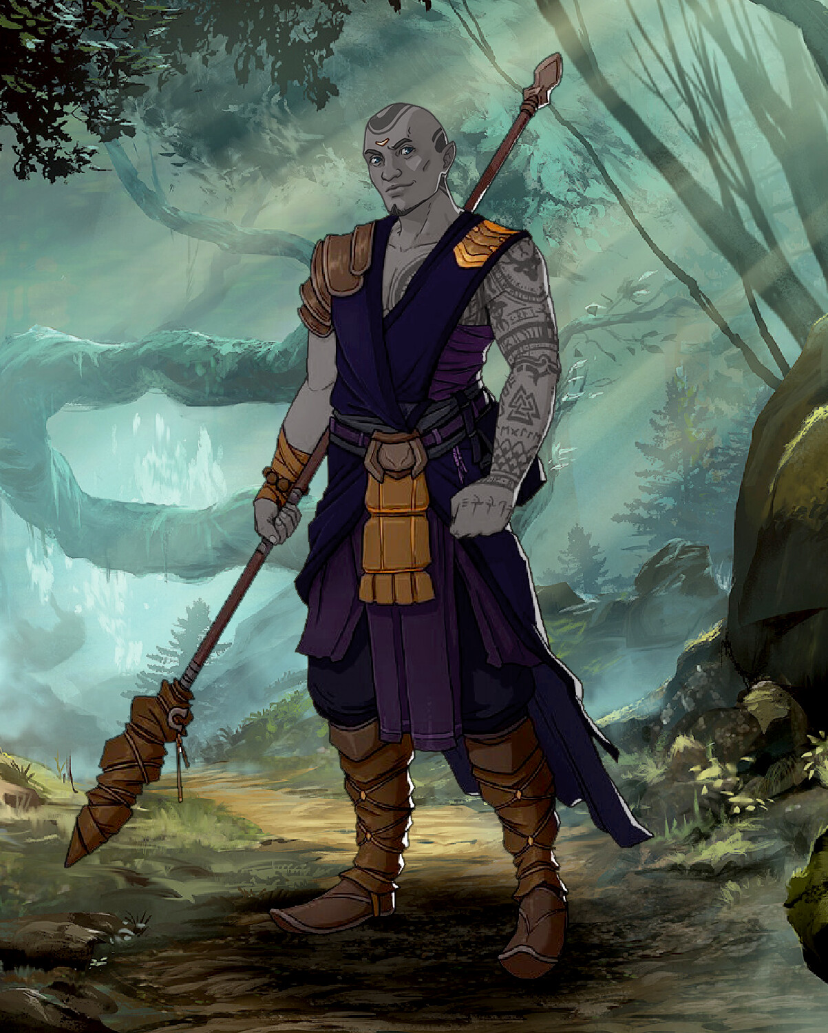 Jason Quinn Roqu Rockborn A Druid Barbarian Monk D&D Concept