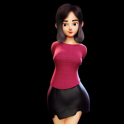 Rigged - Stylized Character Girl - Amy Style 4