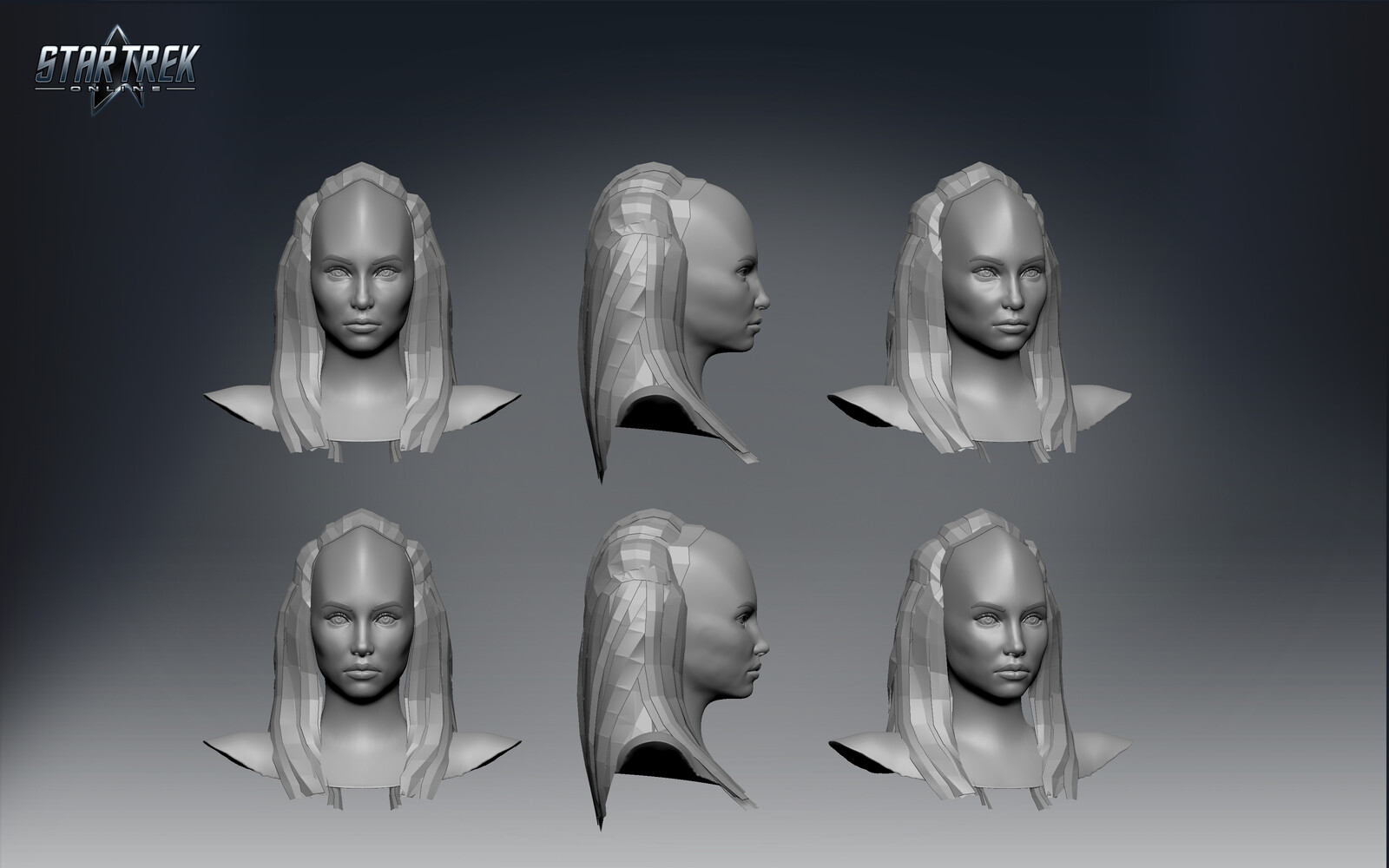 Female Klingon head hi res sculpt.
