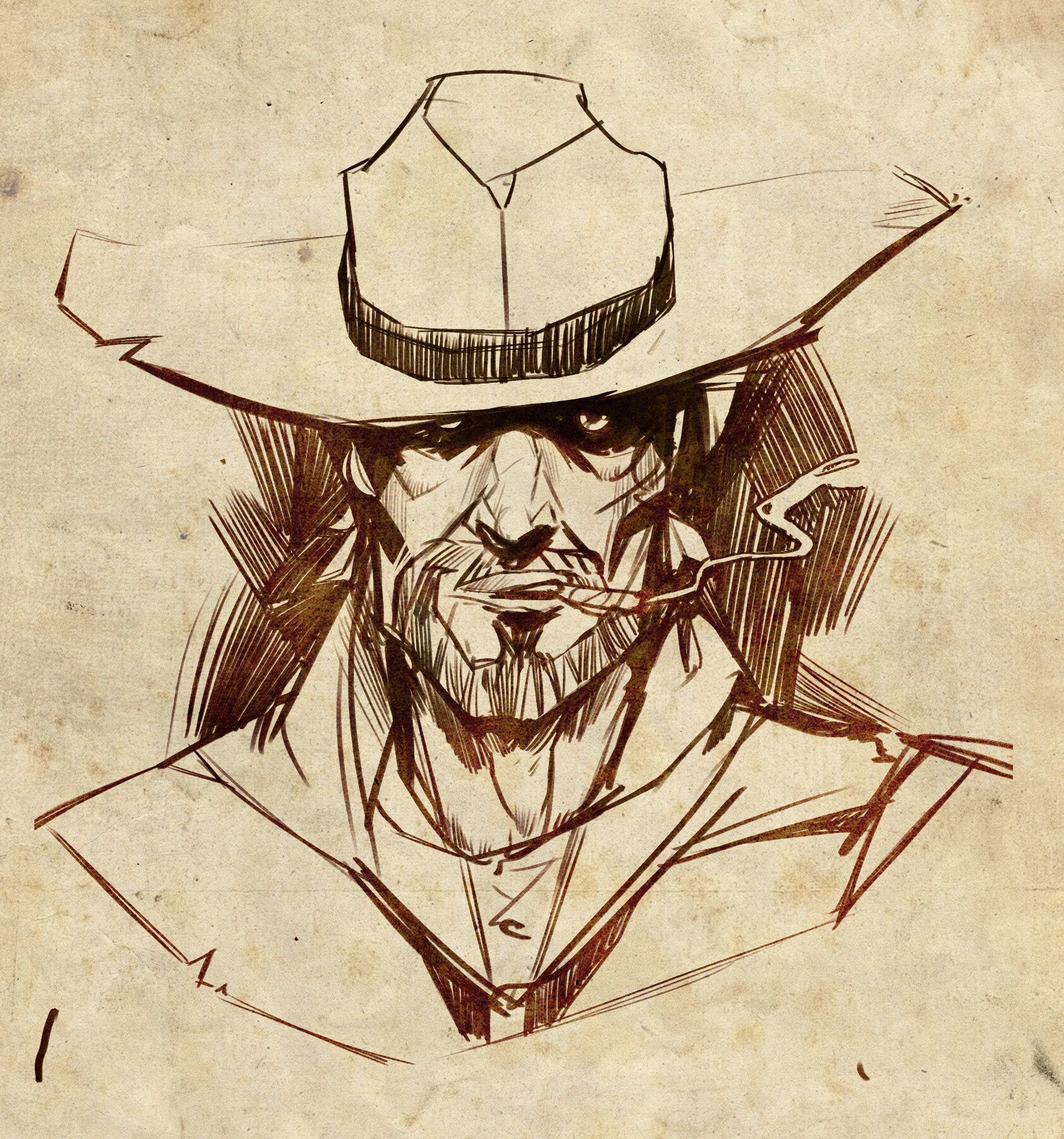 Noticed a sketch I did of Dutch looked like a wanted poster drawing and so  just had to add a few more touches  rreddeadredemption