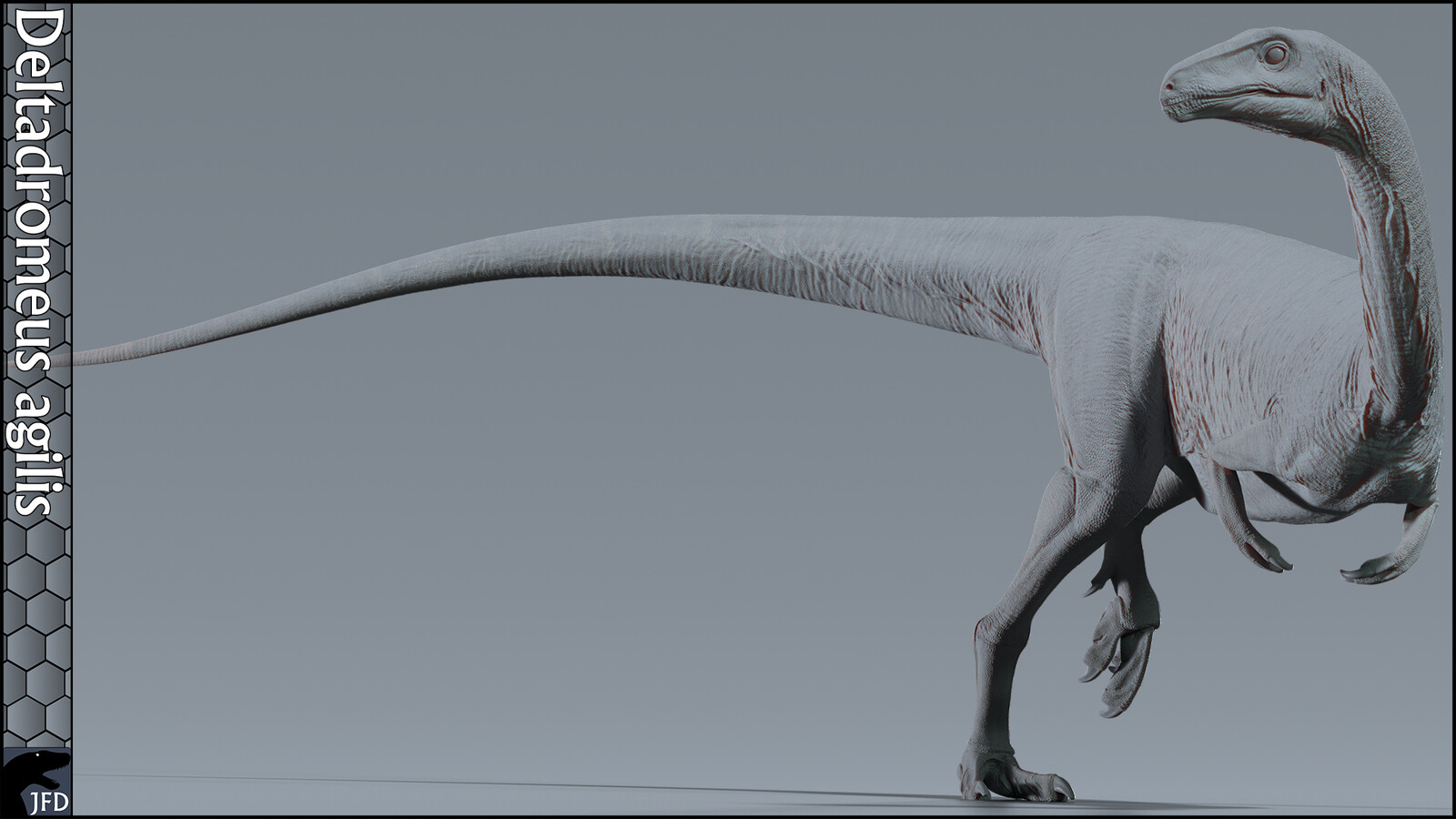 Deltadromeus agilis, normal and displacement map render.