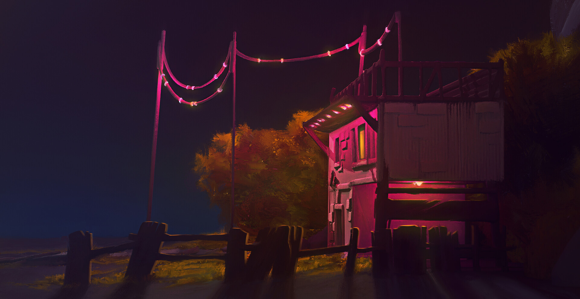 ArtStation - Домик с гирляндой