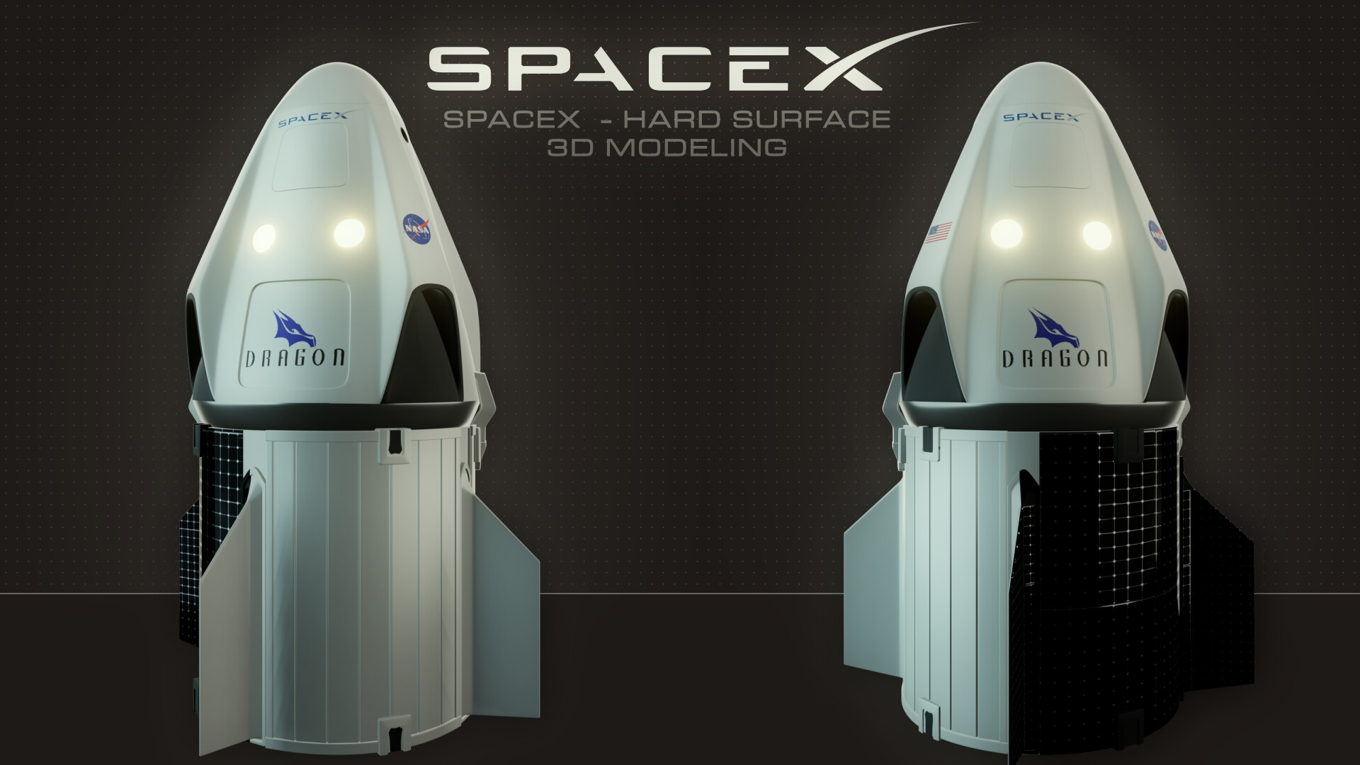 SpaceX Crew Dragon Spacecraft 3D model rigged