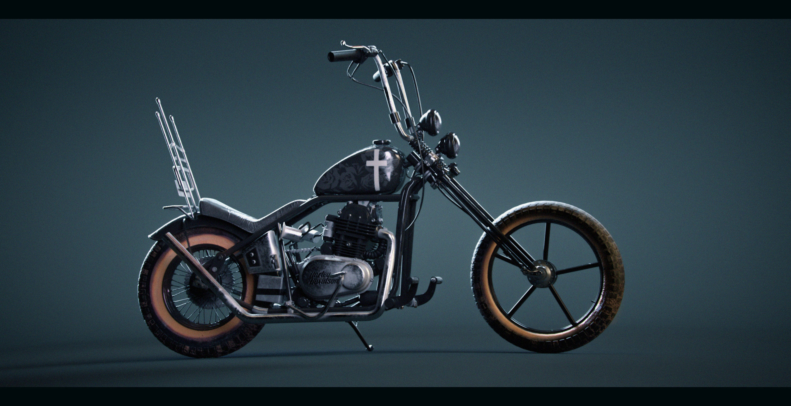 Bike design. Mixed the lighter style of bobber bikes and Harley