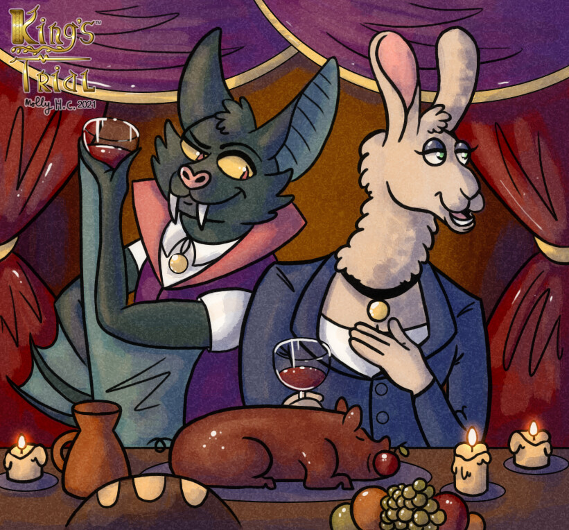 "Cheers!" card illustration.

Created for the boardgame King's Trial by Laughing Hyena Games.

(www.laughinghyenagames.com)

© 2020