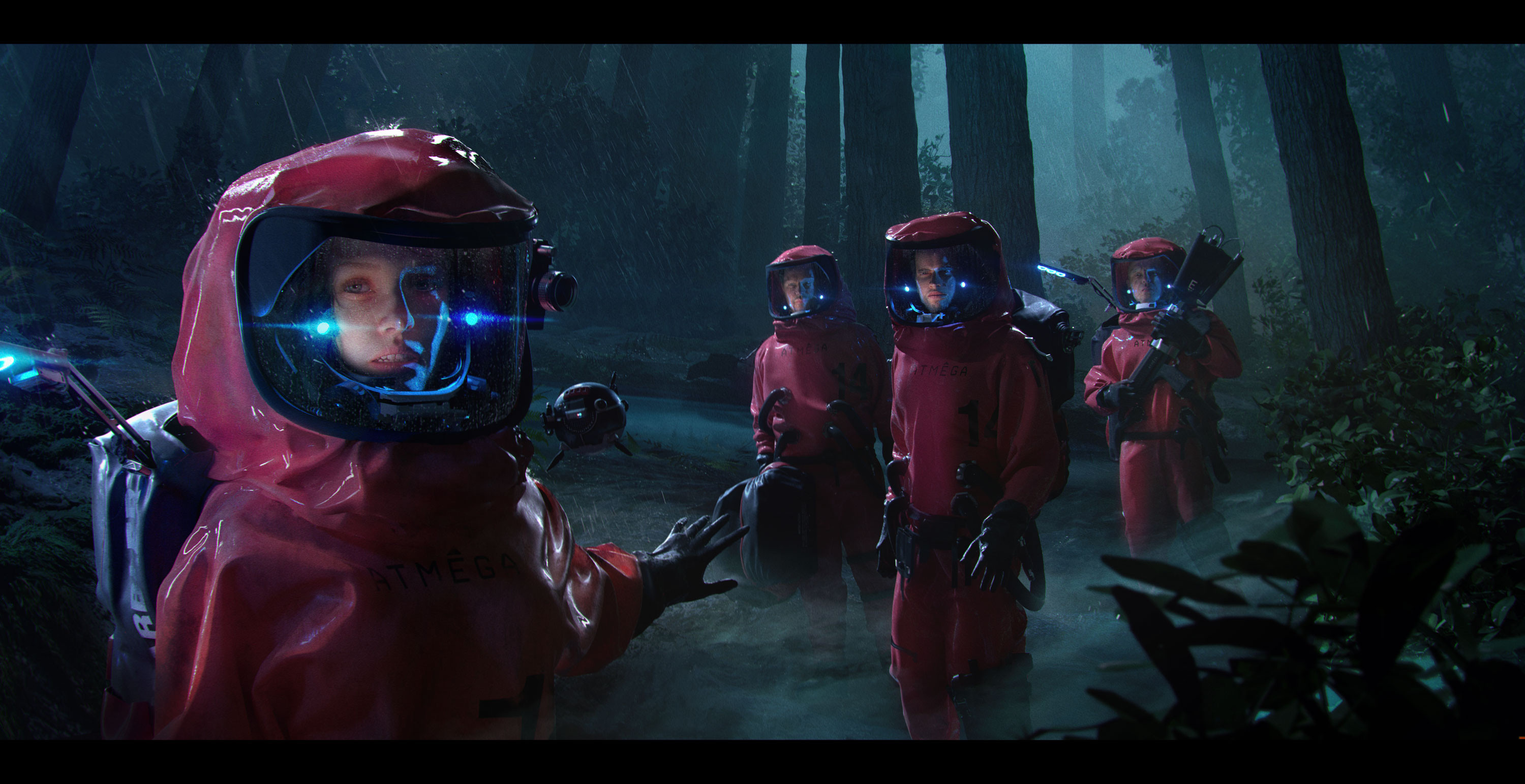 Keyframe with characters wearing costume in context