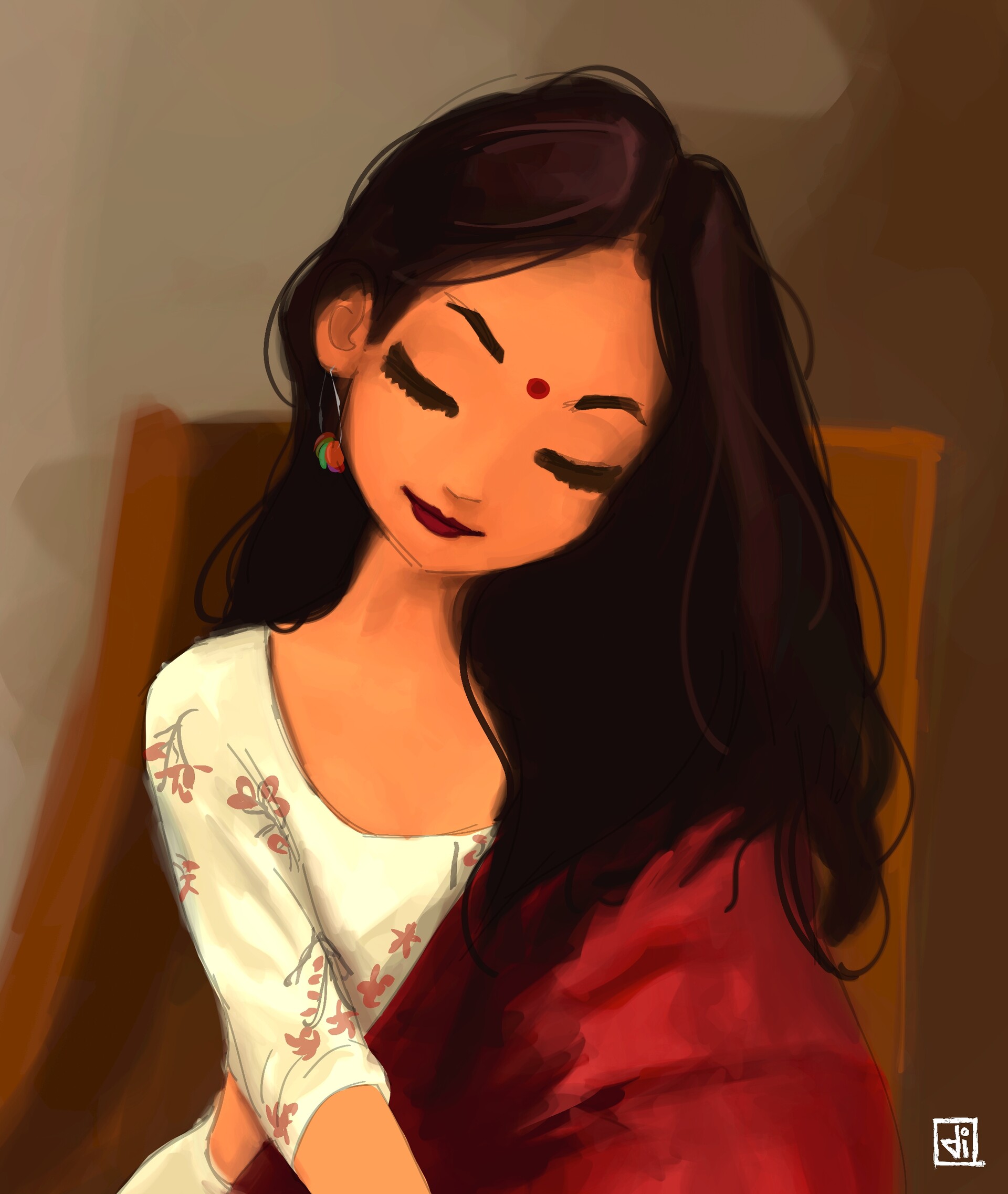 ArtStation - sweet bengali girl in sharee digital illustration on android  with infinite painter.