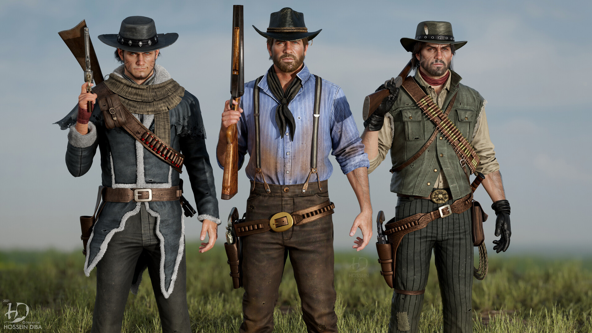 ArtStation - 3D Model of Arthur Morgan, John Marston and Red Harlow from Red Dead (Real Time)