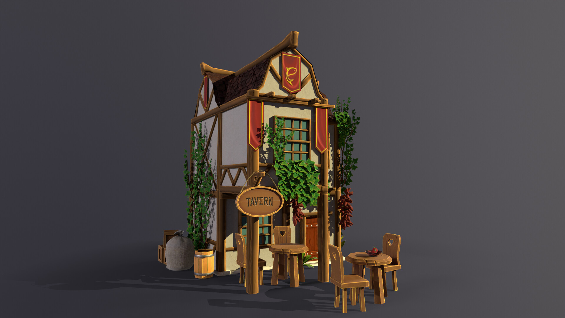 3D model Medieval Green Tavern Waitress Outfit VR / AR / low-poly