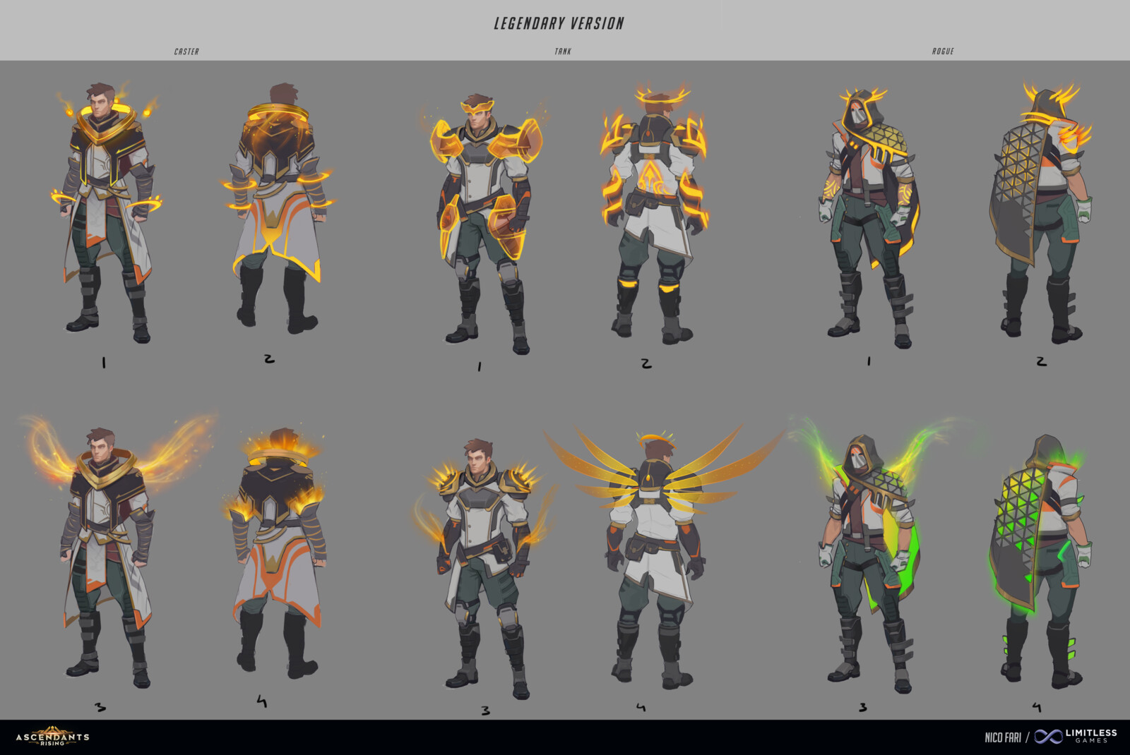 Early concepts for the legendary version of the outfits - VFX only