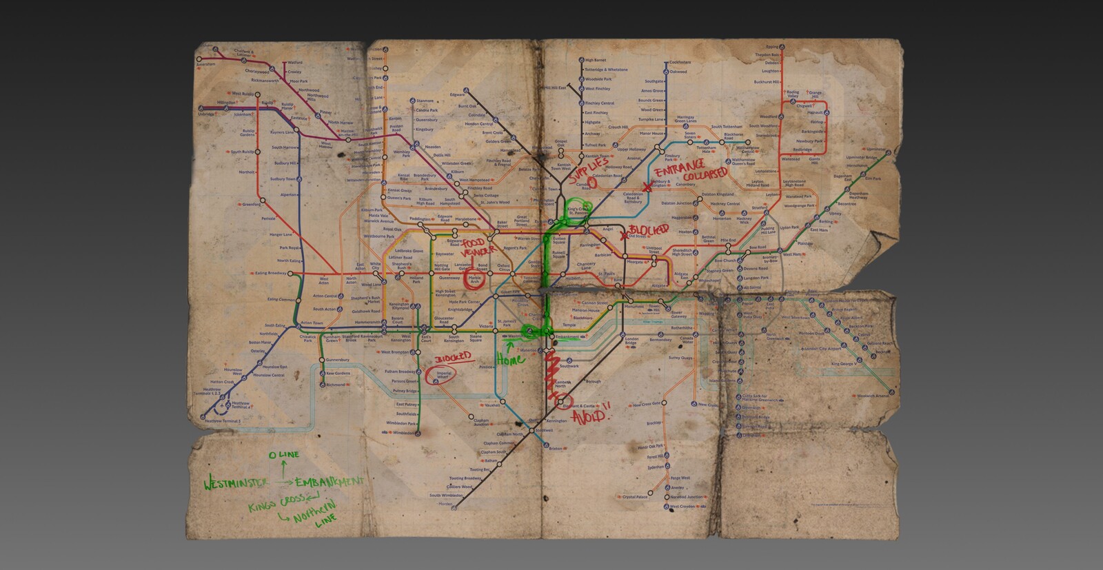Alex's Underground Map Design, one of her unique personal items she carries on her travels.