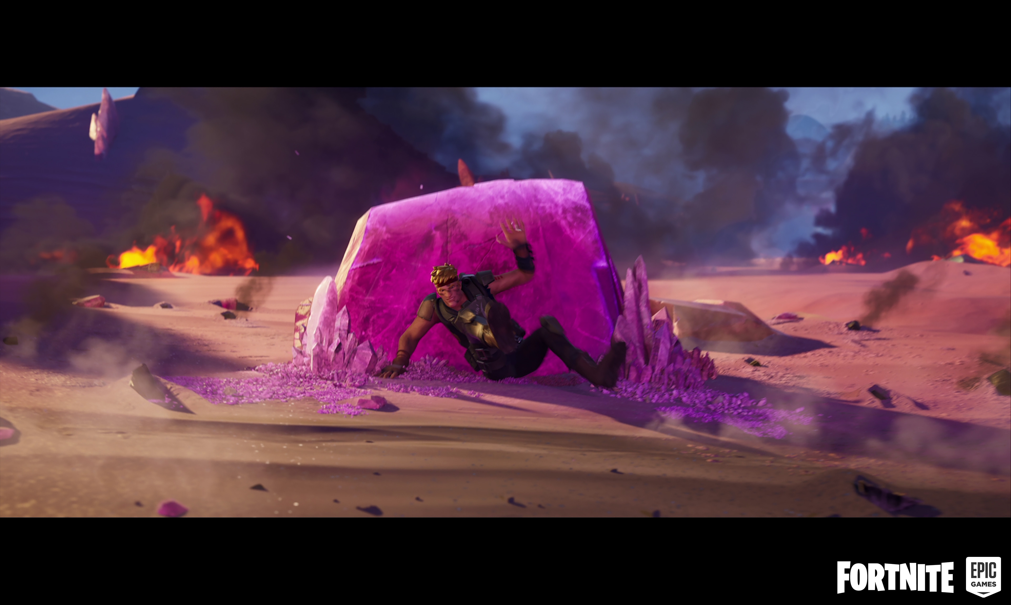 Terrain material creation, decal placement, rock shader creation and partial rock setdressing, partial crystal setdressing.