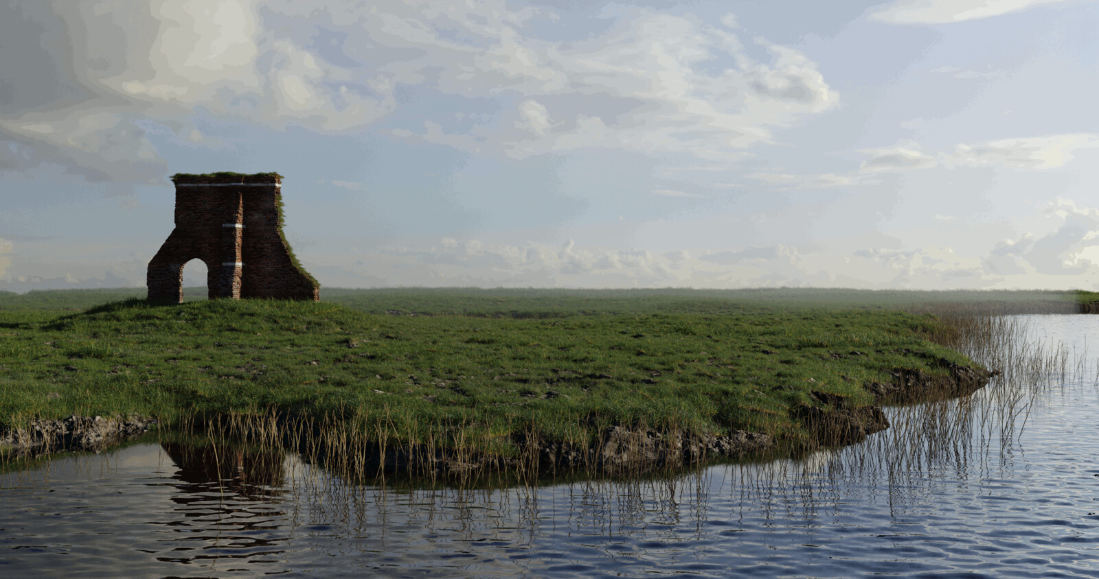 Reclaimed by Nature: A 3D Grassland Landscape
