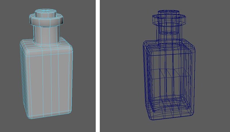 High poly wireframe.