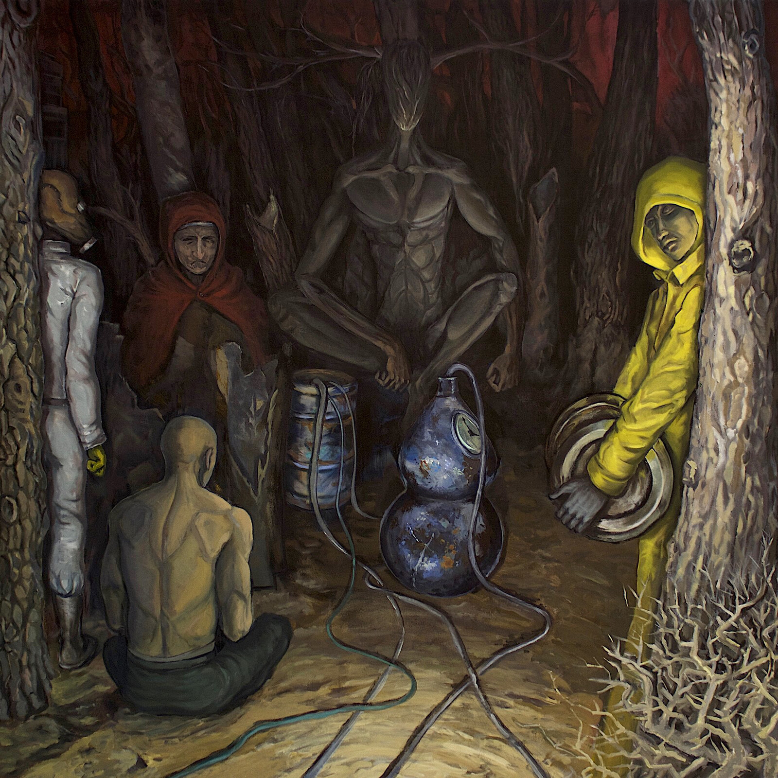 Spirit of the Forest
This belongs to a series of paintings about covens and the dark forest. This one has a dystopic vibe, combining steampunk characters with mythological creatures. I also wanted the feel of a 1st-point of view light towards the scene. 
