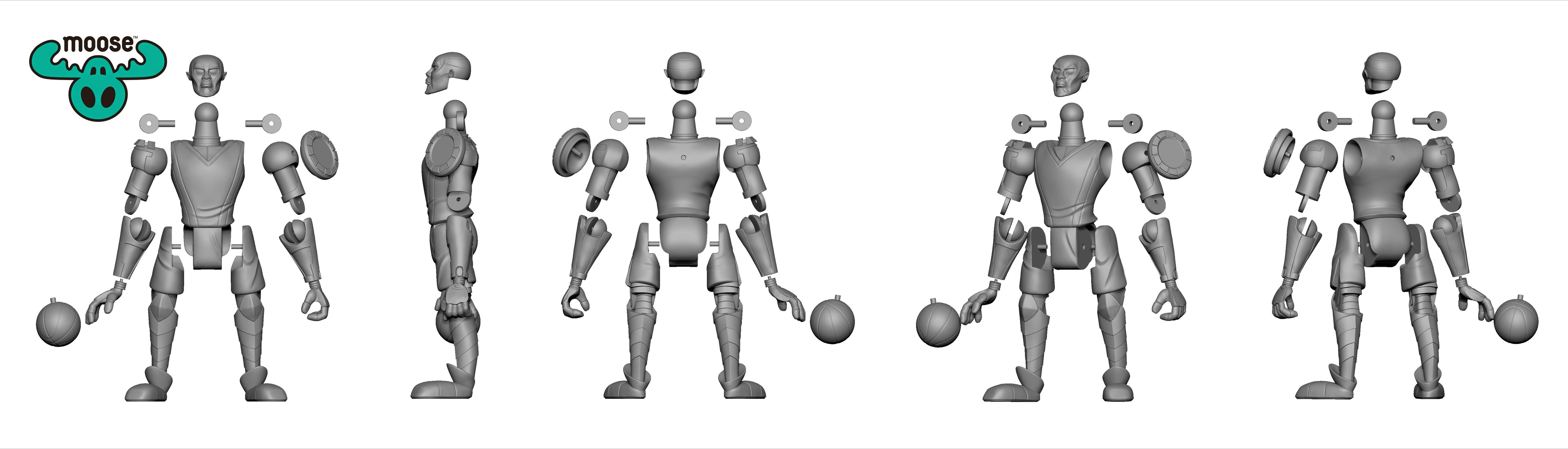 Articulation for Chronos. Includes ball joint neck, ball joint shoulders with hidden disk, right flatplane wrist ball joint elbows, and flatplane legs.  