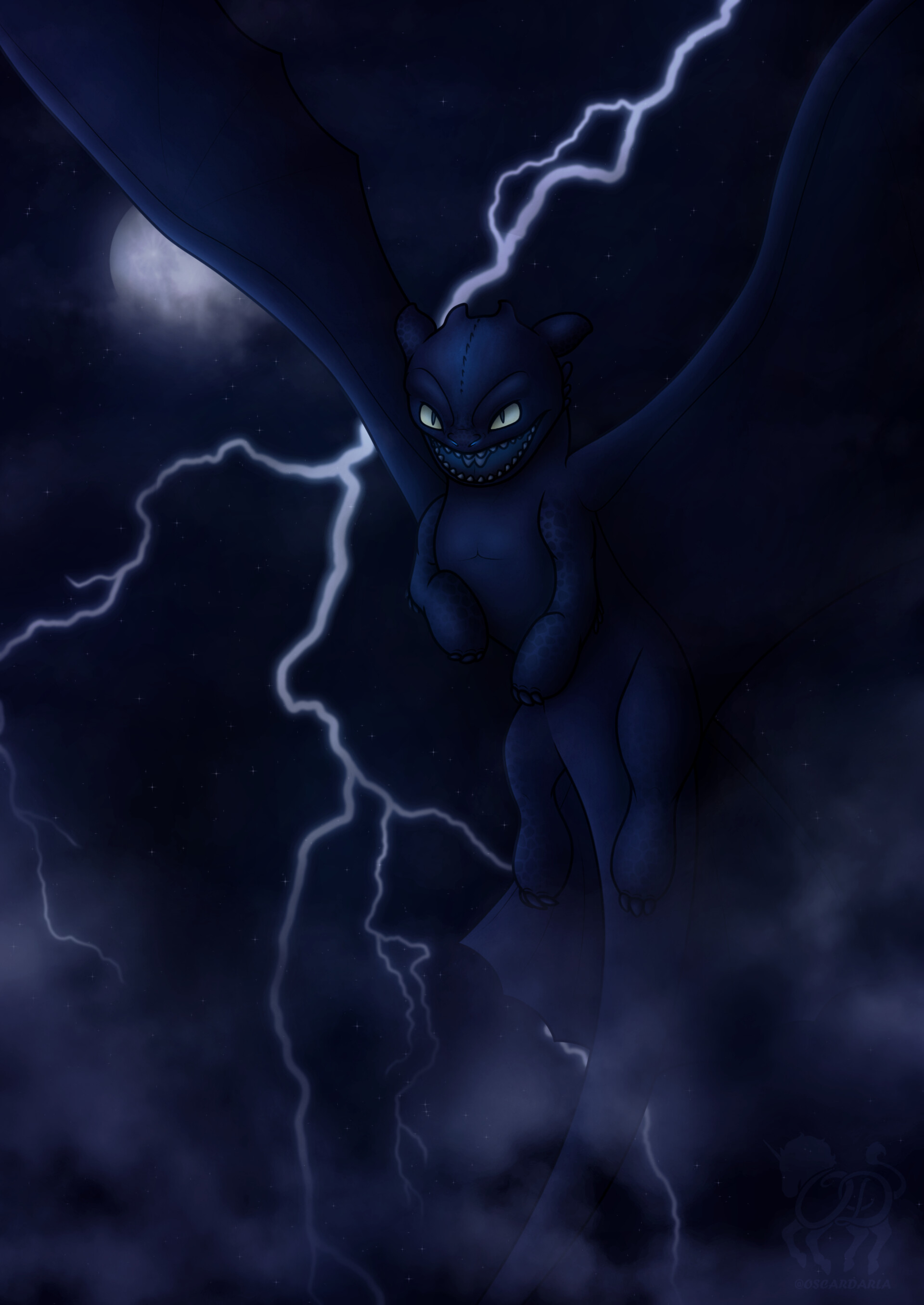 ArtStation Httyd Toothless in a Stormy Sky