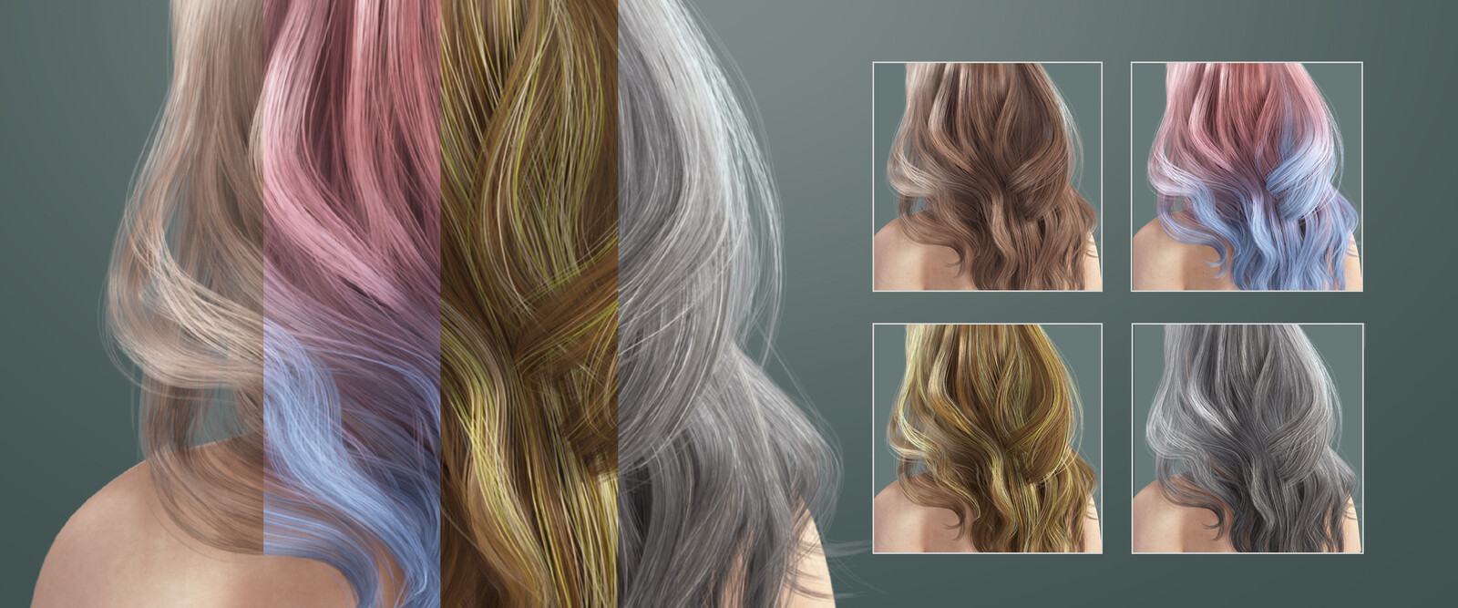 Reallusion Inc. Hair Color Design Ideas Created with Material Presets