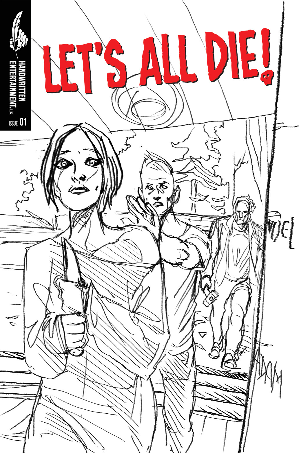 Let's All Die! #3 cover sketch (Handwritten Entertainment 2020)