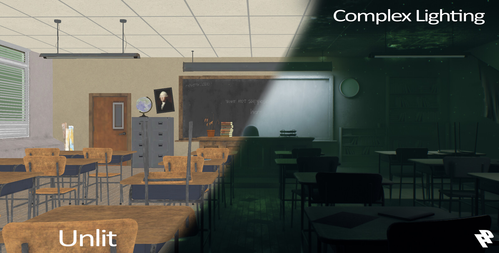Comparison of Unlit/Detailed Lighting