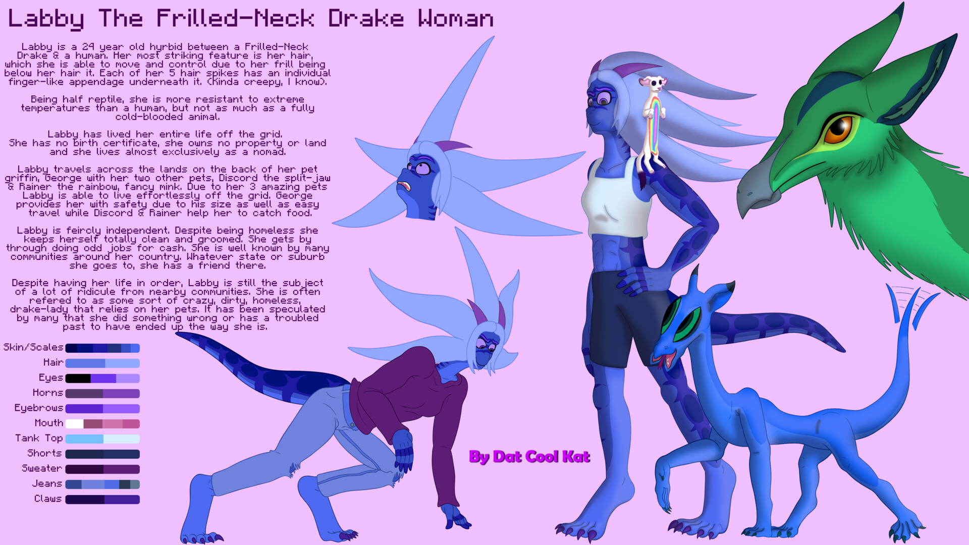 ArtStation Labby The FrilledNeck Drake Woman Reference & Info Sheet
