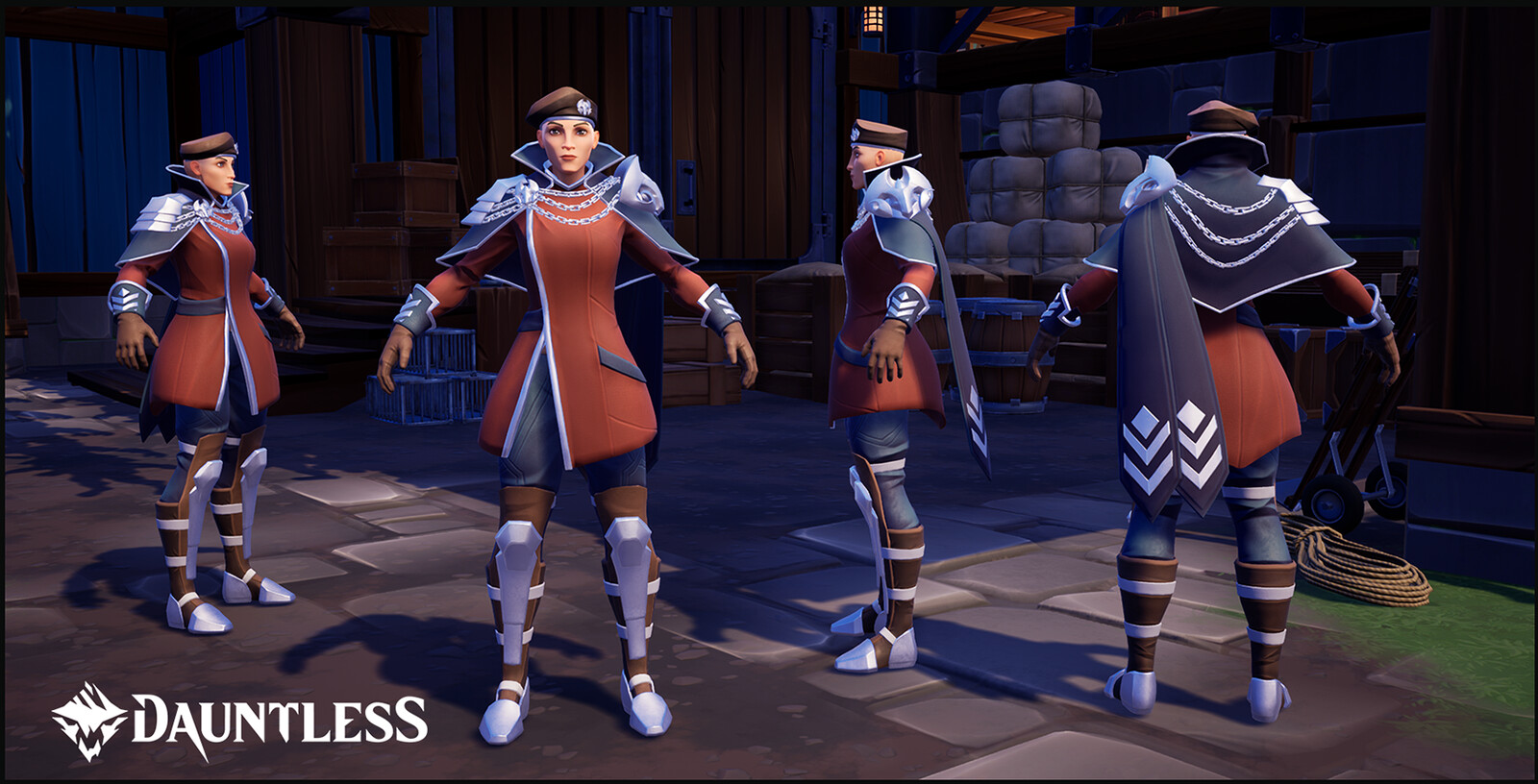 Guard Commander's Outfit. Cosmetic skin sold on the MTX store (female version shown).