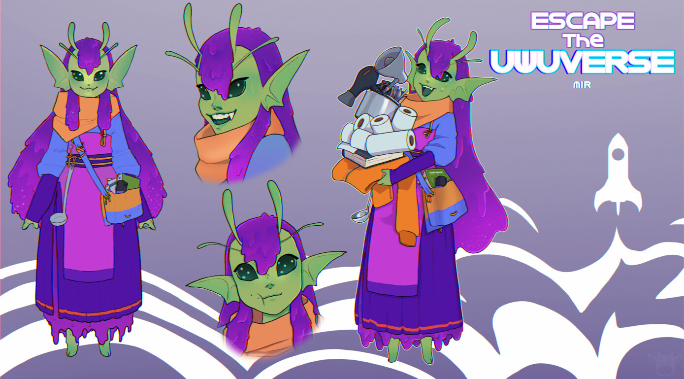 Character Sheet for the alien character, Mir.