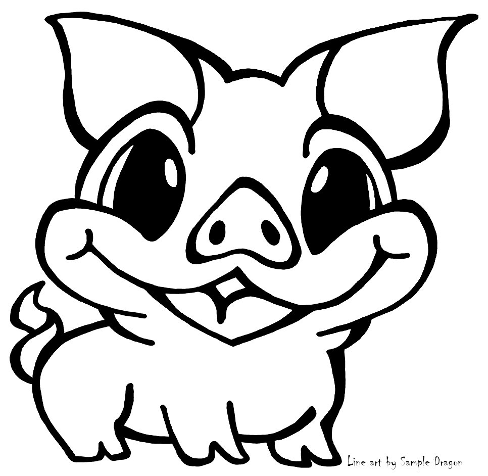 Baby Pig Coloring Page - Sample The Dragon Cardboardpigbw 