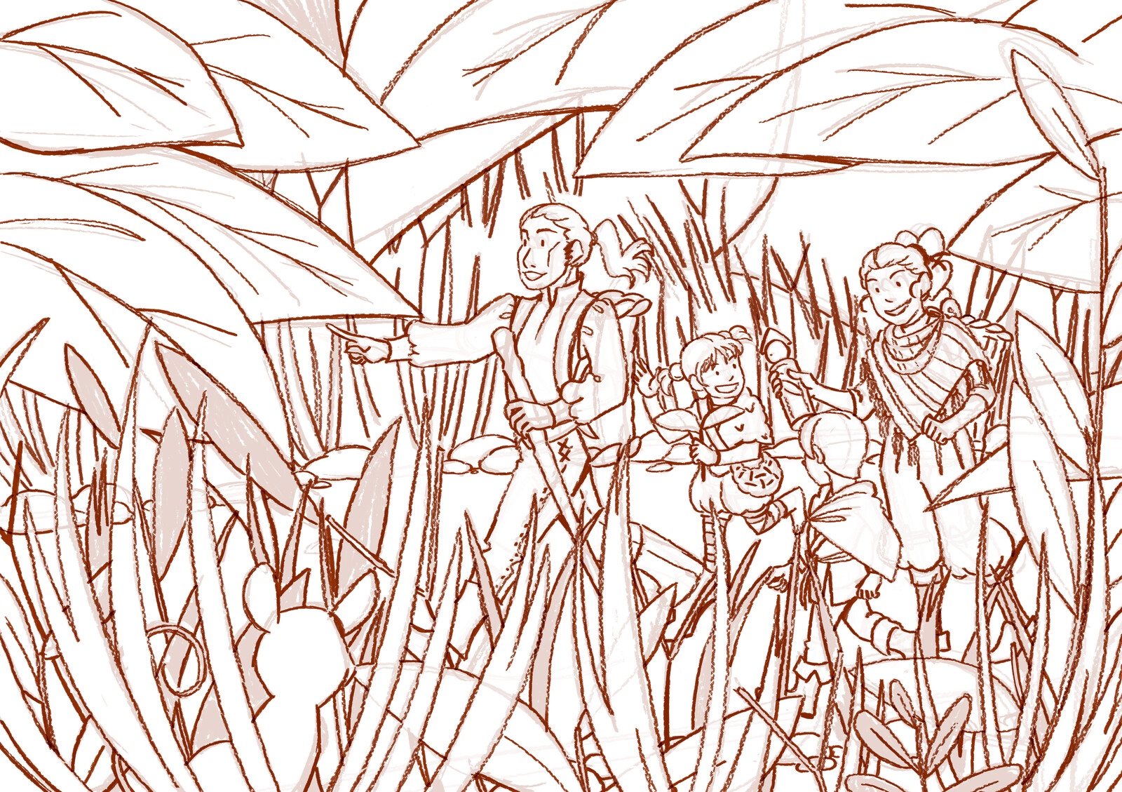 Sketch for A Short Camping Trip, completed in Photoshop.